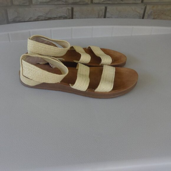 Steve Madden women's size 10 sandals, Raffia elastic wrap ankle straps, flexible - Picture 2 of 13